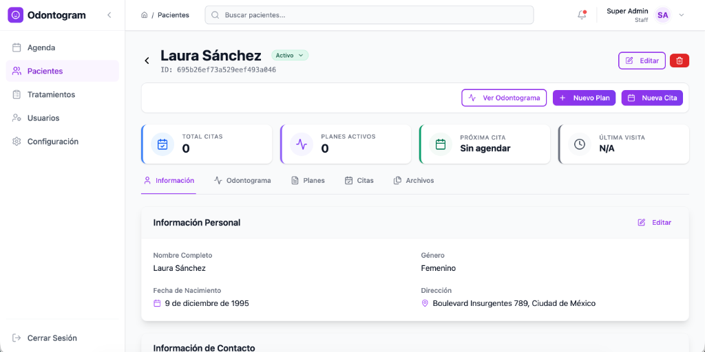 Administra toda la información de tus pacientes