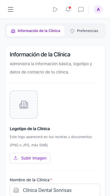 Tela de configurações em um celular